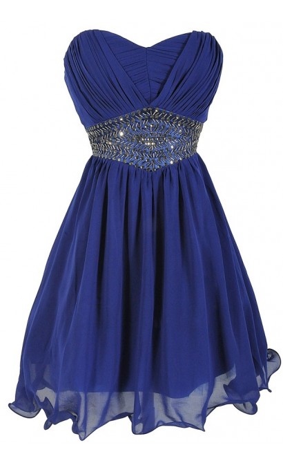 Starry Night Midnight Blue Embellished Chiffon Designer Dress